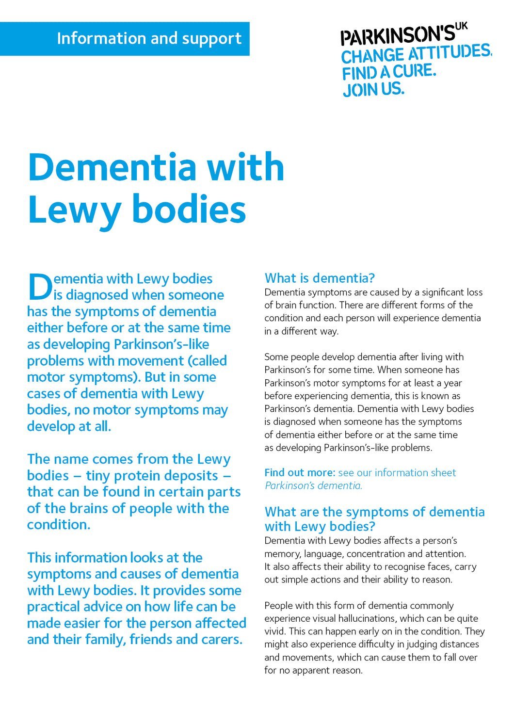 Dementia with Lewy bodies  Parkinson