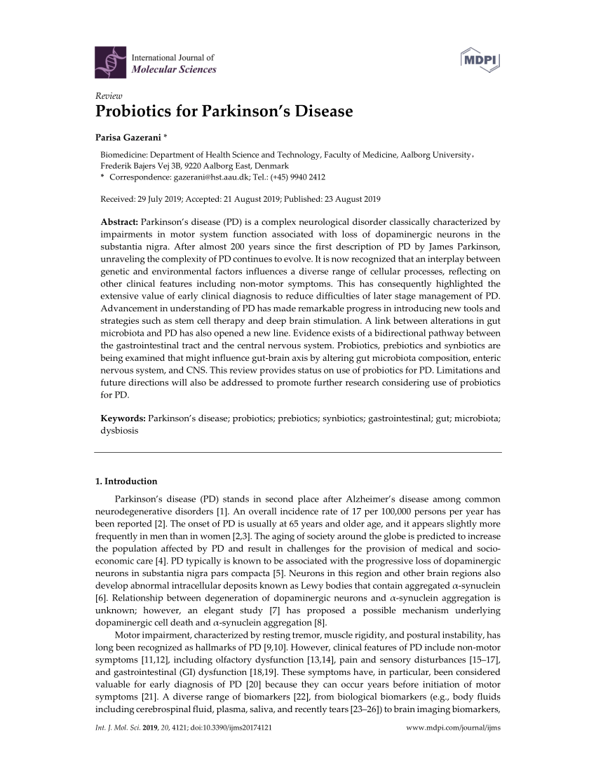 (PDF) Probiotics for Parkinsons Disease