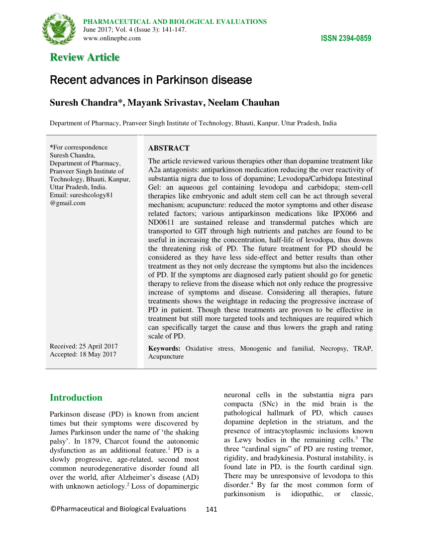 (PDF) Recent advances in Parkinson disease